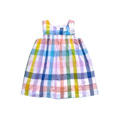 Baby Gap Sleeveless Dress Size 12-18 Months Multicolored Plaid Embroidered Trim Button Back New With Tags Attached Smoke Free And Pet Free Home Multicolor Sleeveless Dress For Summer Playtime, Playful Multicolor Cotton Sleeveless Dress, Multicolor Sleeveless Dress For Playtime In Spring, Playful Multicolor Sleeveless Cotton Dress, Multicolor Sleeveless Dress For Spring Playtime, Multicolor Sleeveless Sundress For Playtime, Multicolor Sleeveless Sundress For Playdate, Multicolor Sleeveless Sundress For Babies, Multicolor Sleeveless Sundress For Play