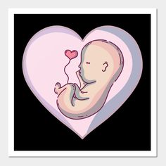 a drawing of a baby in the shape of a heart with a balloon attached to it