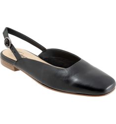 Trotters Holly Slingback Flat (Women) | Nordstrom Slingback Flats, Backpack Brands, Rubber Shoes, Shoe Carnival, Slingbacks, Sling Back, Black Flats, Leather Flats, Stacked Heel