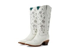 Corral Boots Z5103 - Women's Boots : White : Step out in style wearing the sleek and stylish Corral Boots Z5103. Leather upper. Leather lining and insole. Curved top. Pull-on closure. Pull straps. Elaborate design on shaft. Block heel. Pointed toe. Leather and rubber outsole. Imported. Measurements: Heel Height: 1 3 4 in Weight: 1 lb 8 oz Circumference: 14 1 2 in Shaft: 13 in Product measurements were taken using size 9, width B - Medium. Please note that measurements may vary by size. Weight of Wedding Cowgirl Boots For Bride, Boots For Women White, Cowgirl Boots Wedding, White Cowgirl Boots, White Cowboy Boots, Bridal Boots, Corral Boots, Boots White, Small Details