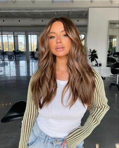 Beverly Hills Brunette Hair, Nutty Brown Hair, Light Brown Hair Transformation, Honey Blonde Hair With Brown Caramel Summer Carmel Highlights, California Brunette Hair Light, Hair On Olive Skin Tone, Light Brown Hair Inspo Color, Hair Color Fall 2023, Pink Undertone Skin Hair Color