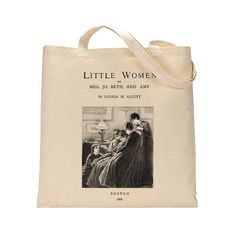 "Beautiful \"Little Women\" by Louisa M. Alcott tote bag. Handbag with Little Women book design. Book Bag. Library bag. Market bag A classic 1868 novel written by Louisa May Alcott \"Little Women\" title page or first pages (or both) printed on 100 % cotton canvas tote bag. Bag size approx. : 15\" x 14 Perfect gift for book lovers! Please select at checkout : Title page - First picture of this listing. Will be printed on ONE side of the bag. Book page - Second picture of this listing. Will be pr Little Women Book, Buch Design, Library Bag, Aesthetic Bags, Eco Bags, Book Tote Bag, Louisa May Alcott, Little Women, Design Book