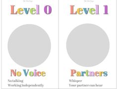 two stickers with words that say level 0 and no voice