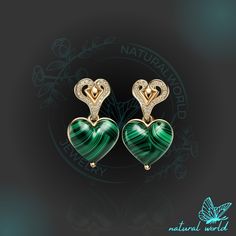 Gemstone Heart Dangle Studs Earrings, Gemstone Heart Earrings, Designer Heart Studs Earrings, Handmade Heart Studs, Malachite CZ Heart Studs 🌺Item Detail🌺 ♠️ Item Name : Heart Studs Earrings ♠️ Metal : 925 Silver  ♠️ Size :  ♠️ Gemstone : Select the Variations  ♠️ Small Stone : Moissaanite Diamond  ♠️ Color-H - Clearity- VS2                                                                           🌊 *About Us: Natural World Jewelry* 🐚 At Natural World Jewelry, we're passionate about bringing Elegant Heart-shaped Gemstone Earrings, Elegant Heart-shaped Natural Stone Jewelry, Elegant Heart Shaped Natural Stone Jewelry, Green Heart-shaped Earrings For Valentine's Day, Green Heart Charm Earrings For Valentine's Day, Green Double Heart Jewelry For Valentine's Day, Elegant Green Heart Cut Earrings, Elegant Green Heart Earrings For Gift, Green Heart Sterling Silver Earrings