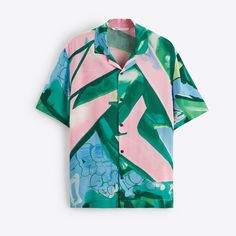 Nwt Zara Man Abstract Print Pink Green Button Down Shirt Size Xl Graphic Print Button-up Vacation Shirt, Green Summer Tops With Casual Collar, Green Vacation Shirt With Casual Collar, Green Casual Collar Vacation Shirt, Green Casual Collar Top For Summer, Green Printed Short Sleeve Shirt For Spring, Green Collared Camp Shirt For Spring, Pink Casual Top With Casual Collar, Casual Pink Top With Casual Collar