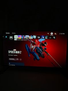 a television screen with the image of spider - man 2 on it's display