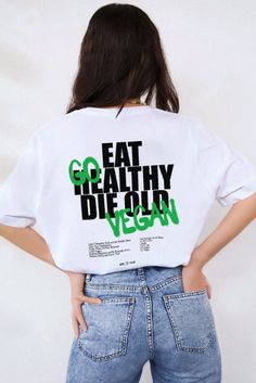 vgn.club clothing | Vegan urban streetwear spreading posi vibes ㋡ Badass Girl, Dino Tee, Streetwear Graphic Tees, Vegan Athletes, Vegan Humor, Go Vegan, Vegan Clothing, Tumblr Aesthetic, Oversized Graphic Tee