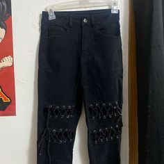 Good Condition Never Worn Black Xs Shein Jeans Cut Out Jeans, Shein Jeans, Black Xs, Jeans Color, Wearing Black, Colored Jeans, Cut Out, Straight Leg, Size 2