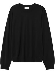 black wool-cashmere blend knitted construction crew neck drop shoulder long sleeves ribbed trim straight hem John Elliott, Black Sweater, Cashmere Wool, Sweater Black, Black Wool, Black Sweaters, Crew Neck Sweater, Drop Shoulder, Knitted Sweaters