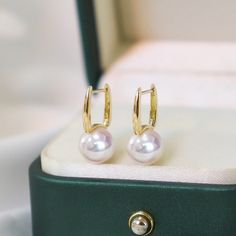 12mm Big Pearl Drop Earrings | Gold Pearl Huggie Earrings in 18K Gold – Huge Tomato Real Pearl Earrings, Pearl Drop Earrings Gold, Earrings Real, Drop Earrings Gold, Big Pearl, Pearl Types, Huggie Earrings, First Impressions, Pearl Color