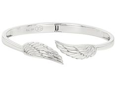 Koadon® Rhodium over sterling silver angel wing bracelet. Measures approximately 7.25"L x 0.31"W and has no closure. Angel Wing Bracelet, Angel Bracelet, Silver Angel Wings, No Closure, Angel Wings, True Love, Frosting, Vision Board, Silver Bracelet