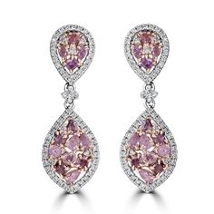 J20371 Luxury Pink Diamond Earrings Brilliant Cut, Luxury Pink Brilliant Cut Diamond Earrings, Luxury Pink Diamond Earrings With Accents, Elegant Pink Diamond Earrings With Accents, Pink Diamond Earrings With Accents, Elegant Pink Diamond Earrings, Luxury Pink Earrings With Brilliant Cut, Luxury Pink Sapphire Earrings For Formal Occasions, Formal Pink Diamond Earrings