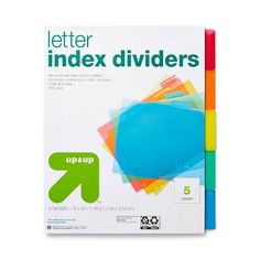 the letter index dividers are lined up in different colors