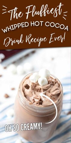 The Fluffiest Whipped Hot Cocoa EVER! Whipping Cream Recipe, Chocolate Holiday Desserts, Whipped Hot Chocolate, Desserts With Few Ingredients, Cookie Recipe Video, Holiday Desserts Christmas, Cocoa Drink, Christmas Pie, Winter Treats