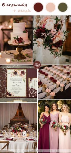 a collage of different wedding colors and details