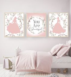 "Princess art prints - Princess themed nursery - Printable princess - Princess room decor - Pink nursery art - Toddler girl gift - Girl decor  - H2147 🔴 This listing is for  DIGITAL PRINTS only, NO physical item will be sent. This listing includes High Resolution JPG digital files in a 300 dpi in the following sizes: 8x10\" 11x14\" 16x20\" This listing is for a set of 3, each image includes all 3 sizes - (9 files in total)     Where to print your prints   Print these at your home  Print them at Girls Disney Nursery, Princess Themed Nursery, Princess Nursery Theme, Princess Kids Room, Disney Princess Nursery, Pink Nursery Art, Disney Princess Room, Princess Room Decor, Princess Wall Art