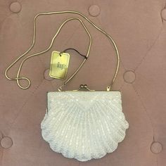 Gorgeous Evening Purse. Would Be Great For A Bride Or Formal Event. Heavy Beading. Nwt Length 6 Inches Height 5.5 Inches Strap Drop 18 Inches Bridal Purse, Pearl Bag, Beaded Bag, Evening Purse, Mexico Wedding, Formal Event, Wedding Inspo, Mini Bag, 6 Inches