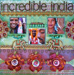 an image of india with pictures and flowers on the front cover, along with words that read incredible india