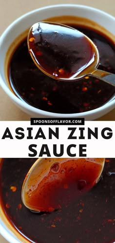 2 images showing Asian zing sauce in a white bowl. Asian Zing Sauce, Asian Dipping Sauce Recipes, Stir Fry Sauce Easy, Homemade Stir Fry Sauce, Asian Dipping Sauce, Vegetarian Stir Fry, Wing Sauce Recipes, Teriyaki Sauce Recipe