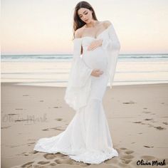 Olivia Mark - Silk Cotton Maternity Dress with Cascading Sleeves and Train, Ideal for Maternity Photography Sessions Cotton Maternity Dress, Elegant Photography, Maternity Gown, Printed Casual Dresses, Maternity Maxi, Skirts Midi High Waisted, Maternity Gowns, Lotus Leaf, Pregnancy Maxi Dress