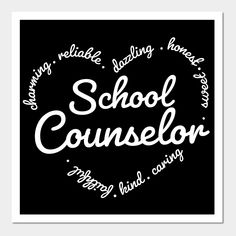 a black and white poster with the words school counselor in a heart shape on it