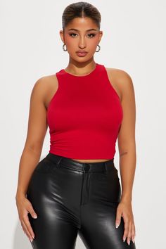 Available In Black, White, And Red. Crew Neck Sleeveless Stretch 90% Polyester 10% Spandex Imported | Delilah Double Layered Top size Small by Fashion Nova Double Layer Top, Red Crew Neck, Layer Top, Womens Bodysuit, White And Red, Basic Tops, Red Fashion, Top Tee, Womens Clothing Tops