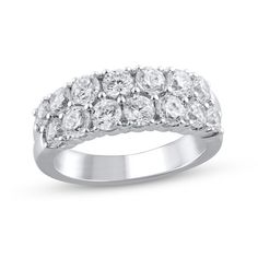 a white gold ring with five rows of diamonds