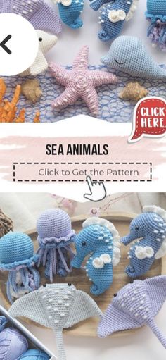 an image of sea animals made out of crochet