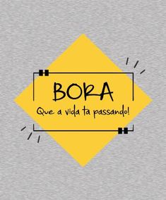 a yellow square with the words bora in black and white on it, against a gray background