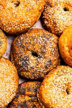 bagels with sesame seeds and poppy seed sprinkles