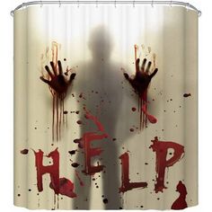 Happy Halloween! Tgnazet 71 Inch x71 Inch Halloween Shower Curtain Liner Window Curtains Help Me With Bloody Hands for Halloween Decorations Great and fun for Halloween parties, haunted houses and more. Suitable for all kinds of party, costume party, show, fun activities, take MV, ted, slow rock, bars, festival tricky, etc. Made from 100% Expertly Chosen and Tested Polyester Protect your privacy of perfect size: 71" x 71" Comes with 12 hooks LUXURY High quality polyester with elegant & fabulous Halloween Bathroom Decor, Bathroom Curtain Set, Halloween Shower Curtain, Halloween Bathroom, Casa Halloween, Bathroom Shower Curtain Sets, Shower Curtain Liner, Theme Halloween, Fabric Shower Curtains