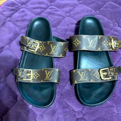 Used In Excellent Condition . The Shoes Size 40 So It About Size 10 In Us Luxury Brown Sandals With Round Toe, Louis Vuitton Shoes, Beautiful Shoes, Black And Brown, Louis Vuitton, Size 7, Size 10, Women Shoes, 10 Things