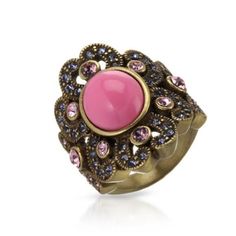 Lavintage Brand New Ring With Genuine Crystals And Simulated Gens. Bronze #1058 Vintage Jeweled Rings, Elegant Pink Jeweled Rings, Bronze Color, Womens Jewelry Rings, Pink Purple, Gems, Women Jewelry, Crystals, Purple