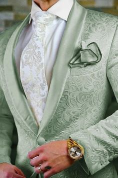 Discover Grass Green Tuxedos Mens Wedding Formal Prom Suit Two Piece Suit with bradymensuit. Shop for a range of Sage Shawl collar men's suits for every occasion with rush order service in cheap price. Pink Prom Suit, Suits Green, Tuxedos For Wedding, Green Tuxedo, Green Wedding Suit, Dress Suits For Men, Green Paisley, Party Suits, Green Suit