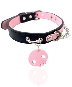 PRICES MAY VARY. 【Unique Women's Accessory】: Our PU leather choker collar is designed specifically for fashionable women, blending personality with elegance. The perfect fusion of black outer and pink inner rings showcases a blend of sweetness and avant-garde, while the adorable skull pendant adds a hint of spicy charm, making it an ideal choice to showcase women's individuality. 【High-Quality Materials】: Crafted from premium PU leather, This women choker collar necklace ensures both comfort and Black And Pink Gothic Outfit, Black Pink Accessories, Yami Kawaii Accessories, Pink And Black Accessories, Pastel Goth Accessories, Human Collar, Chokers Aesthetic, Cute Chokers, Pastel Goth Choker