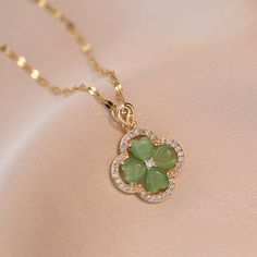 Material: Titanium Steel Fashion Element: Quadrilateral Style: Korean Korean Style Emerald Necklace Pendant, Neck Jewellery, Emerald Necklace, Neck Chain, Crystal Chain, White Necklace, Four Leaf, Style Korean, Stainless Steel Necklace