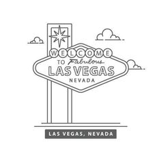 the welcome sign to las vegas, nevada in black and white with an outline style