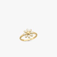 Daisy Flower Ring | 14K Solid Gold - Mionza Jewelry-14k solid gold ring, 8th anniversary gift, birth flower ring, birthday gift, dainty flower ring, daisy jewelry, floral ring, flower and ring, flower jewelry, flower with ring, gold flower ring, gold ring jewelry, sunflower ring White 14k Gold Flower Shaped Ring, White 14k Gold Flower Ring, Dainty Flower Ring For Spring, Gold Flower Rings For Spring, Delicate Flower Shaped Ring For Spring, Gold Floral Rings For Spring, Dainty Anniversary Rings For Spring, Dainty Spring Anniversary Rings, White Gold 14k Flower Ring