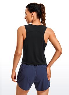 Ultra-lightweight and soft fabric with good breathability to keep you cool, and ultra-fine brushed feel for a comfortable and skin-friendly experience. High neck sport tank top with oversized armholes allows you to move freely without restraint. Great for running, exercise and other intense sports. Feature & Fitting: 
 Design for running, exercise 
 Cropped length, loose-fitting 
 Oversized armholes and high neck 
 Fabric: 
 Soft and lightweight fabric 
 Ultra-fine brushed feel 
 Four-way st Breathable High Stretch Sporty Tank Top, Sporty Breathable High Stretch Tank Top, Versatile Breathable Sports Tank Top, Breathable Stretch Tank Top, Versatile Compressive Tank Top For Sports, Versatile Stretch Breathable Tank Top, Moisture-wicking High Stretch Tank Top For Sportswear, High Stretch Moisture-wicking Tank Top For Sportswear, Sporty High-stretch Moisture-wicking Tank Top