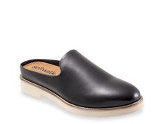 Softwalk Wolcott II Mule Slip-on Plain Toe Casual Mules, Casual Slip-on Plain Toe Mules, Casual Clogs With Leather Sole For Work, Casual Mules With Rubber Sole For Work, Casual Workwear Clogs With Textured Sole, Casual Workwear Slip-on Clogs, Casual Leather Mules With Plain Toe, Casual Flat Heel Clogs For Work, Casual Leather Clogs For Work