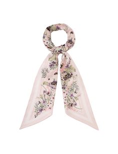 The Printed Silk Neck Scarf in Cream Multi Floral from our Summer Swim 2024 Collection. A silk neck scarf featuring a customised placement print and fine rolled hem. Luxury Silk Scarves With Floral Print, Luxury Silk Floral Print Scarves, Designer Pink Silk Scarf, Designer Silk Scarf For Spring, Luxury Floral Print Silk Scarf For Spring, Luxury Pink Silk Scarf For Formal Occasions, Pink Luxury Silk Scarf, Feminine Silk Scarves For Formal Occasions, Formal Feminine Silk Scarves