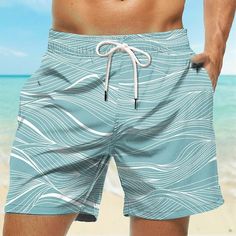 Category:WE-Pants; Season:Summer; Fabric:Polyester; Gender:Men's; Style:Hawaiian,Casual; Elasticity:Micro-elastic; Occasion:Beach,Holiday; Fit Type:Regular Fit; Function:Quick Dry; Waistline:Mid Waist; Pattern:Lines / Waves; Design:with Mesh lining,3D Print,Elastic Waist,Drawstring; Pants Type:Swim Shorts,Swim Trunks,Board Shorts; Fly Type:Elasticity,Drawstring; Front page:FF; Listing Date:12/28/2023; Production mode:External procurement; Hips:; Length:; Waist:; Fit US Size:; Fit UK Size:; Fit E Waves Design, Holiday Beach, Mens Boardshorts, Trendy Shorts, Mens Swim Trunks, Type Of Pants, Beach Shorts, Man Swimming, Beach Holiday