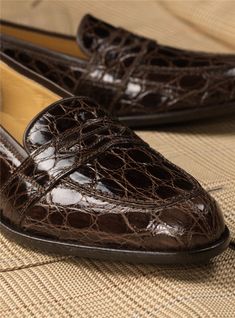 The Crocodile Loafer in Dark Brown - The Ben Silver Collection Elegant Moc Toe Dress Shoes With Crocodile Pattern, Classic Crocodile Pattern Loafers For Office, Classic Crocodile Pattern Slip-on Loafers, Classic Crocodile Pattern Loafers For Business, Elegant Brown Crocodile Pattern Loafers, Classic Wingtip Loafers With Crocodile Pattern, Classic Wingtip Crocodile Pattern Loafers, Luxury Crocodile Pattern Loafers For Workwear, Luxury Crocodile Pattern Loafers For Work