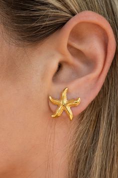 Starfish Earrings | Small Cheap Beach Season Earrings, Starfish Earrings Aquamarine, Ocean Themed Jewelry, Fall Winter Essentials, Clay Making, Earrings Aesthetic, How To Make Clay, Mermaid Earrings, Beach Earrings