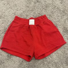 Pretty Much Brand New! Only Worn One Time. Has Pockets And Super Comfortable Red Cotton Shorts For Day Out, Trendy Red Relaxed Fit Shorts, Red Relaxed Fit Shorts For Loungewear, Trendy Red Shorts For Day Out, Trendy Red Cotton Shorts, Casual Red Bottoms For Day Out, Casual Red Shorts For Day Out, Hollister Shorts, Sweat Shorts