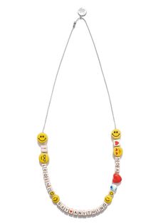 Say What? ❤️ "SAY ANYTHING" by making your own one-of-a-kind smiley-themed necklace! Super easy and fun to create with ability to change style and wording at any time ! Kit comes packaged in our Venessa Arizaga branded tube and includes all of the below : 25" Gold or Silver plated brass chain Ceramic alphabet charms (x2 of each letter)(x4 vowels) Ceramic symbol charms (?, $, %, +) mixed Small Smiley Face charm (x2) Small Heart cube charm (x2) Ceramic eye charm Ceramic heart charm Large Smiley ch Playful Customized Everyday Jewelry, Trendy Everyday Customizable Necklaces, Fun Adjustable Necklace For Everyday Wear, Fun Adjustable Necklace For Everyday, Customizable Playful Everyday Jewelry, Fun Adjustable Everyday Necklace, Adjustable Fun Everyday Necklace, Fun Customized Jewelry For Friendship, Fun Personalized Everyday Jewelry