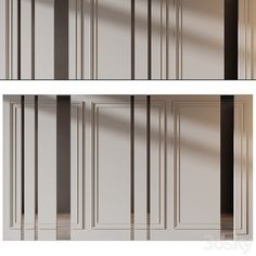 two pictures of the same wall in different rooms, each with vertical lines on it