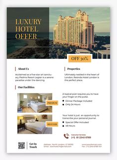 a flyer for a luxury hotel offer