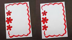 two red and white cards with flowers on them