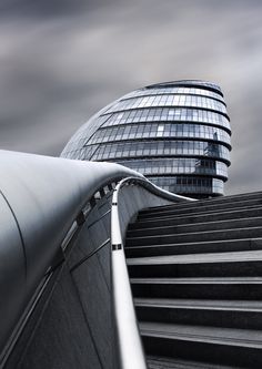 an upward view of the top of a building